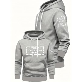 Men's Large Hooded Sweatshirt - Personalized Logo/Text/Design Printing on Left Chest & Back, Bulk Orders for Team Uniforms, School Jackets, Couples Matching - Relaxed Fit Logo Printing Service (Logo/Text/Graphic), PLUS SIZE