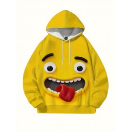 Novelty Cartoon Mouth 3D Print Men's Hooded Sweatshirt with Drawstring And Pocket, Fall Winter Hoodie, PLUS SIZE